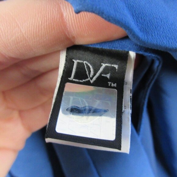 Diane Von Furstenberg Front Tie Overlapping Silk Mini Dress Ruched 8 Blue 278 - Picture 3 of 14